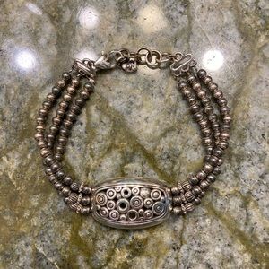 Brighton Silver 3 Row Beaded Bracelet